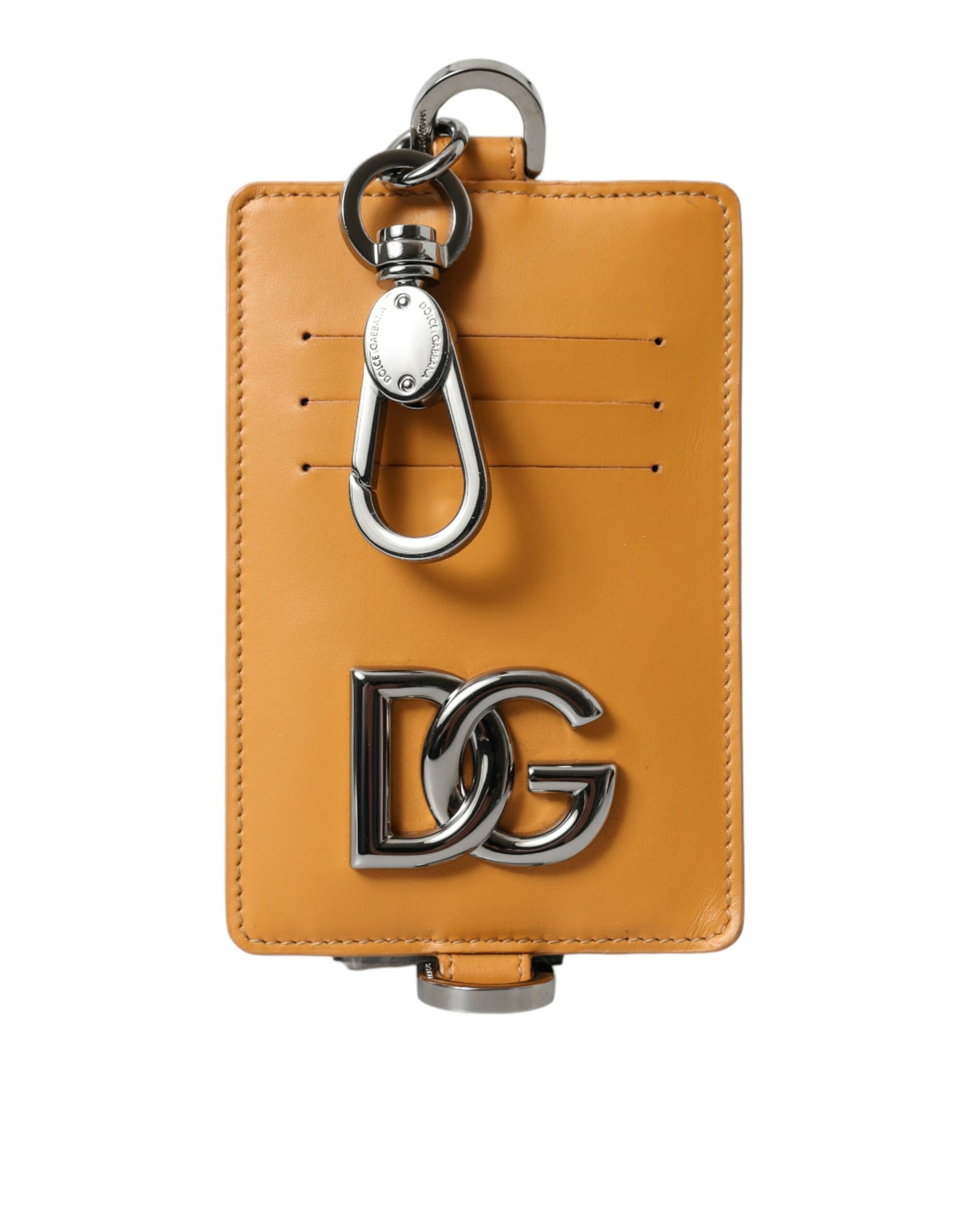 Dolce & Gabbana Orange Kalbsleder Kreditkartenhalter Clip On Brieftasche