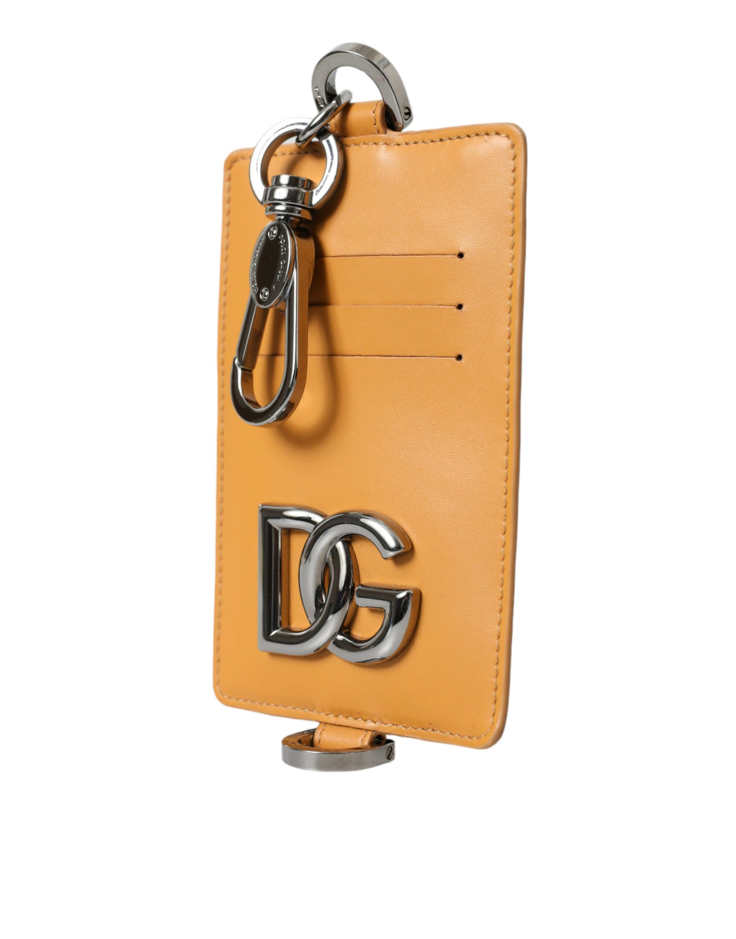 Dolce & Gabbana Orange Kalbsleder Kreditkartenhalter Clip On Brieftasche