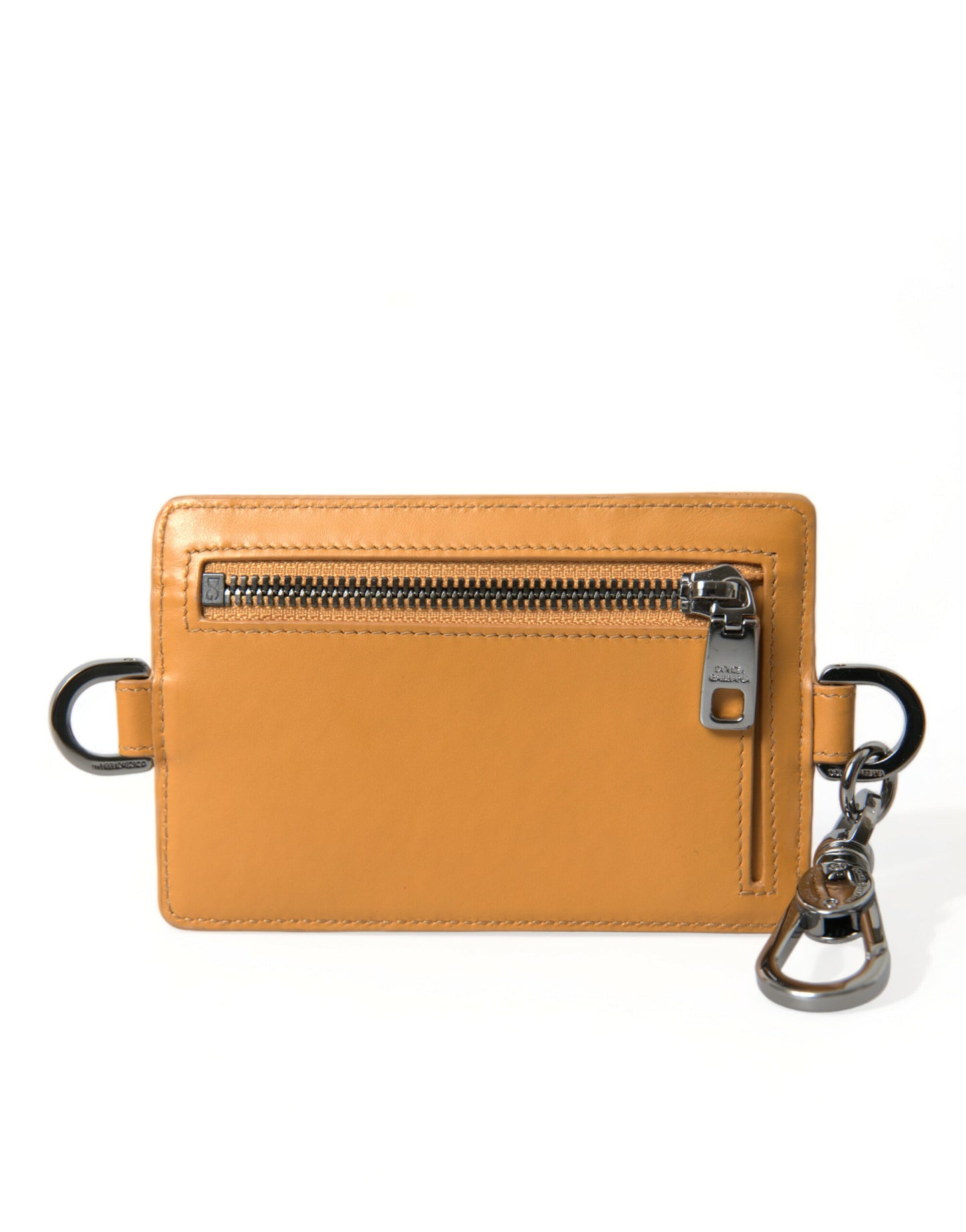 Dolce & Gabbana Orange Kalbsleder Kreditkartenhalter Clip On Brieftasche