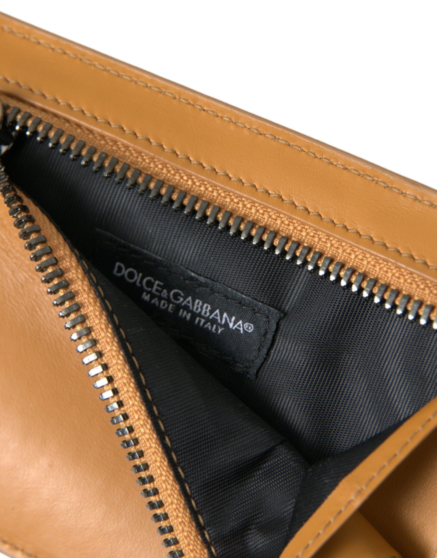 Dolce & Gabbana Orange Kalbsleder Kreditkartenhalter Clip On Brieftasche