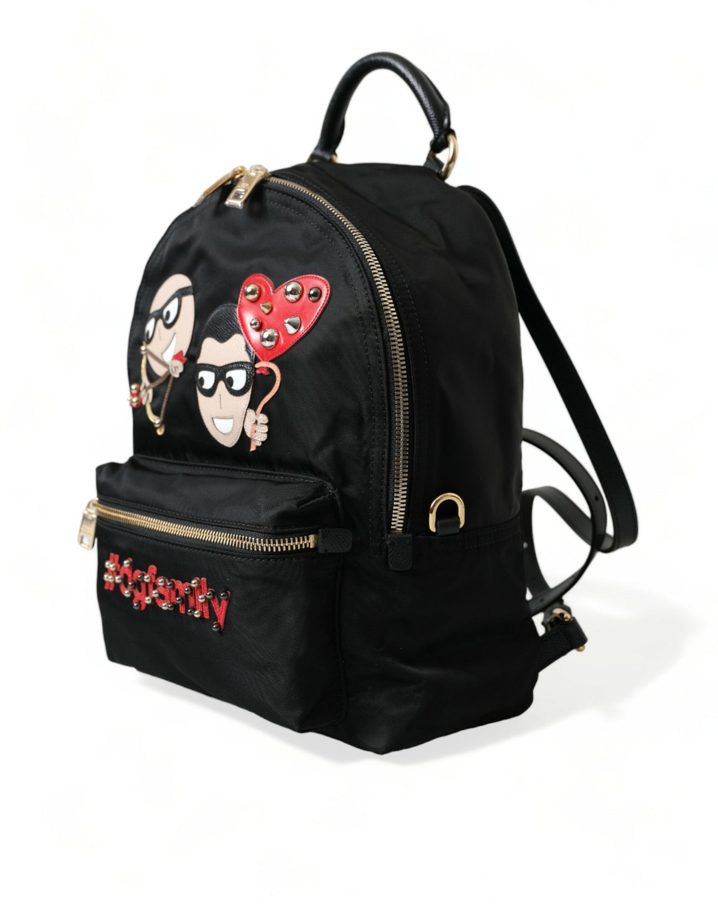 Dolce & Gabbana Schwarzer #DGFAMILY Verschönerter Rucksack VULCANO Tasche