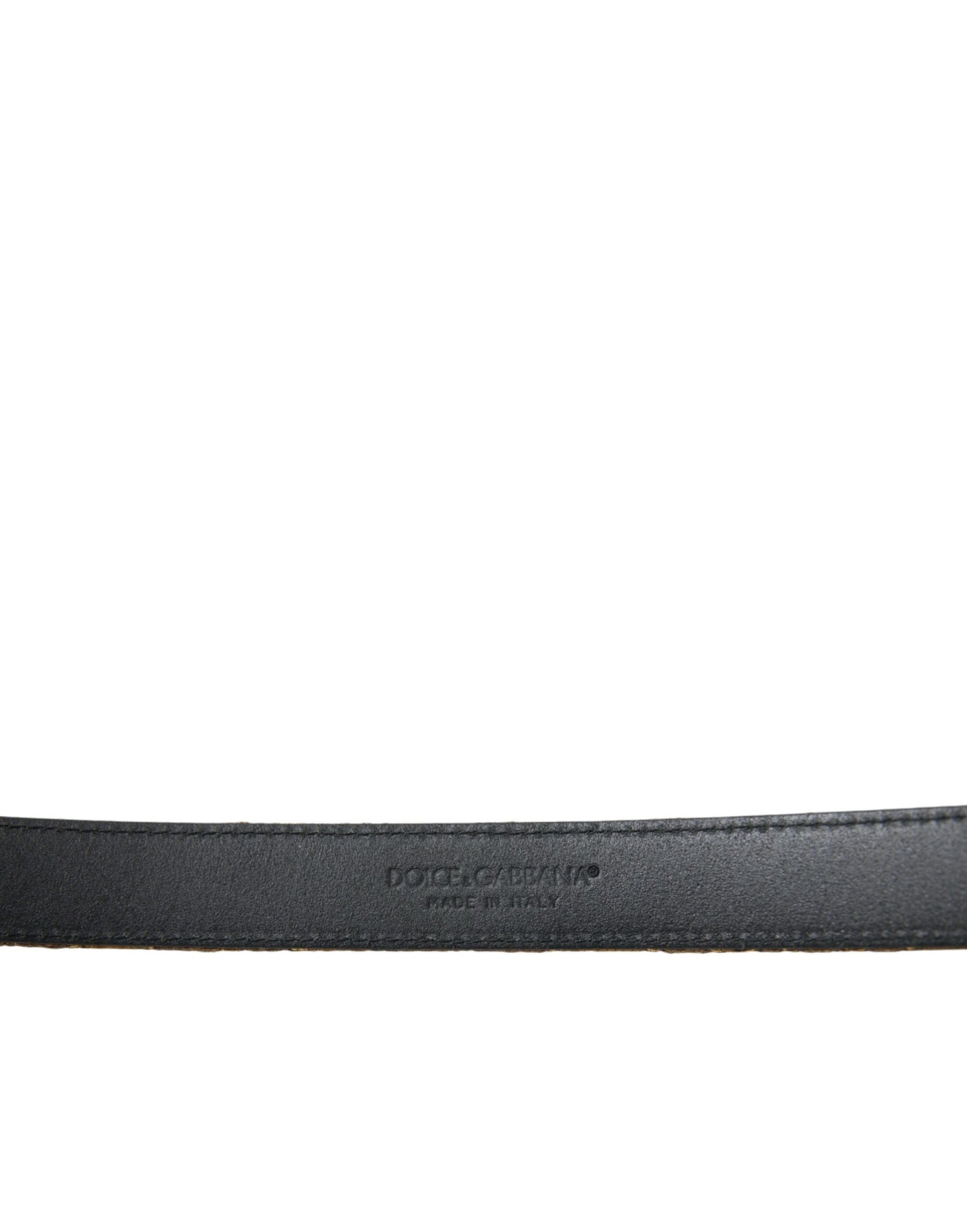 Dolce & Gabbana Goldfarbener Leder-Jacquardgürtel mit silberner Metallschnalle