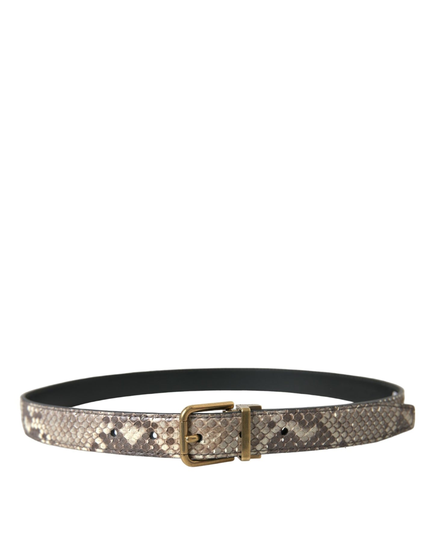 Dolce & Gabbana Brauner Pythonledergürtel mit goldener Metallschnalle