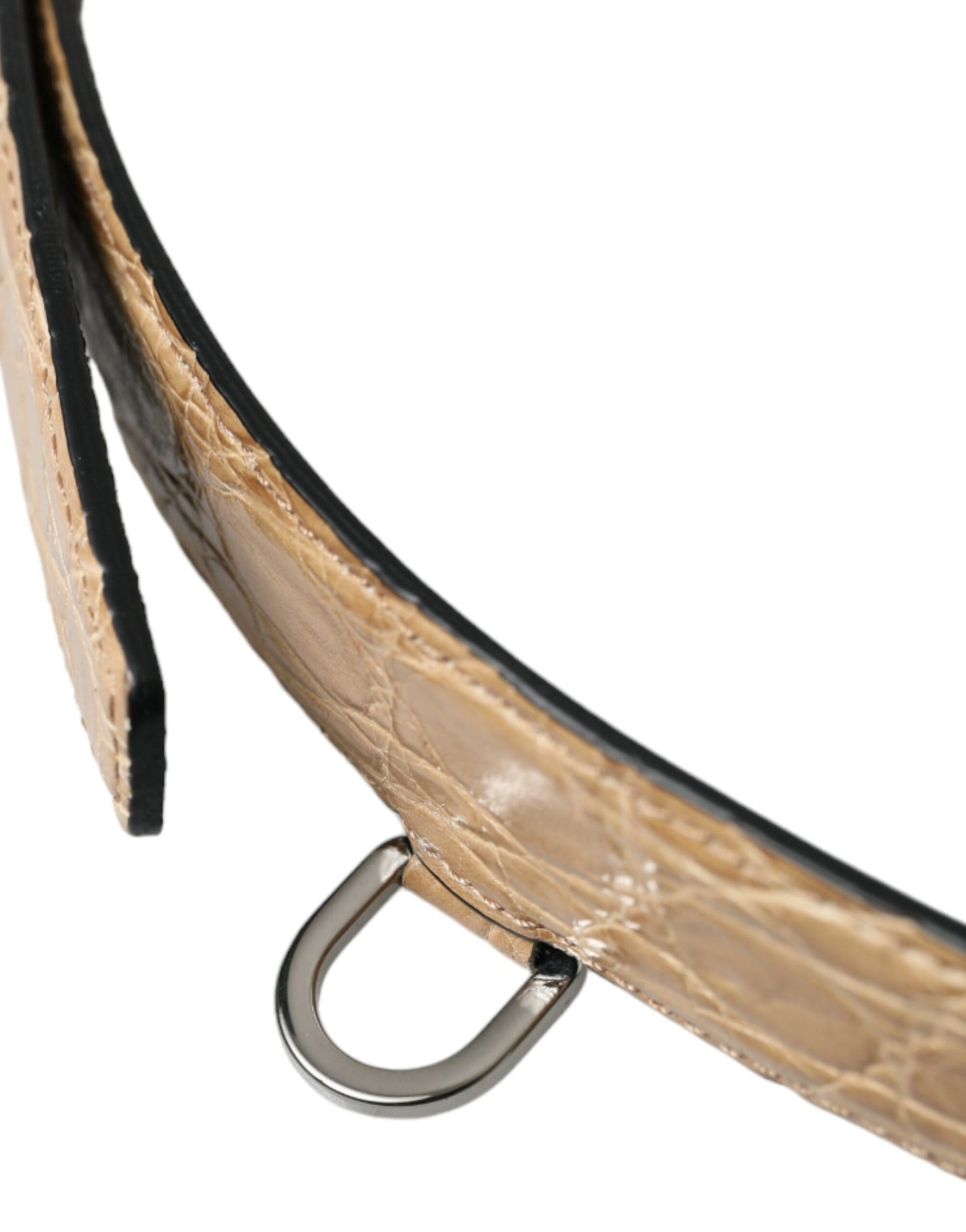 Dolce & Gabbana Beige Exotisches Leder Gold Metallschnalle Gürtel