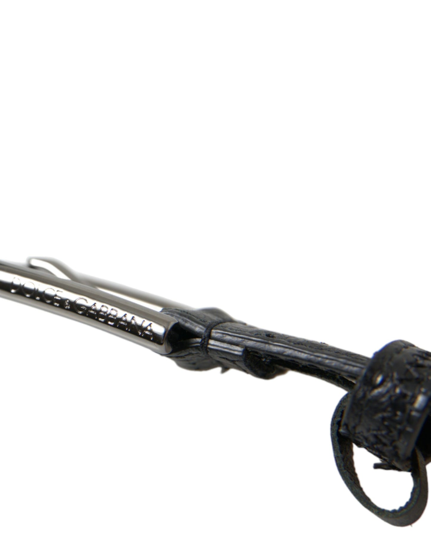 Dolce & Gabbana Schwarzes Exotenleder Silberne Metallschnalle Gürtel