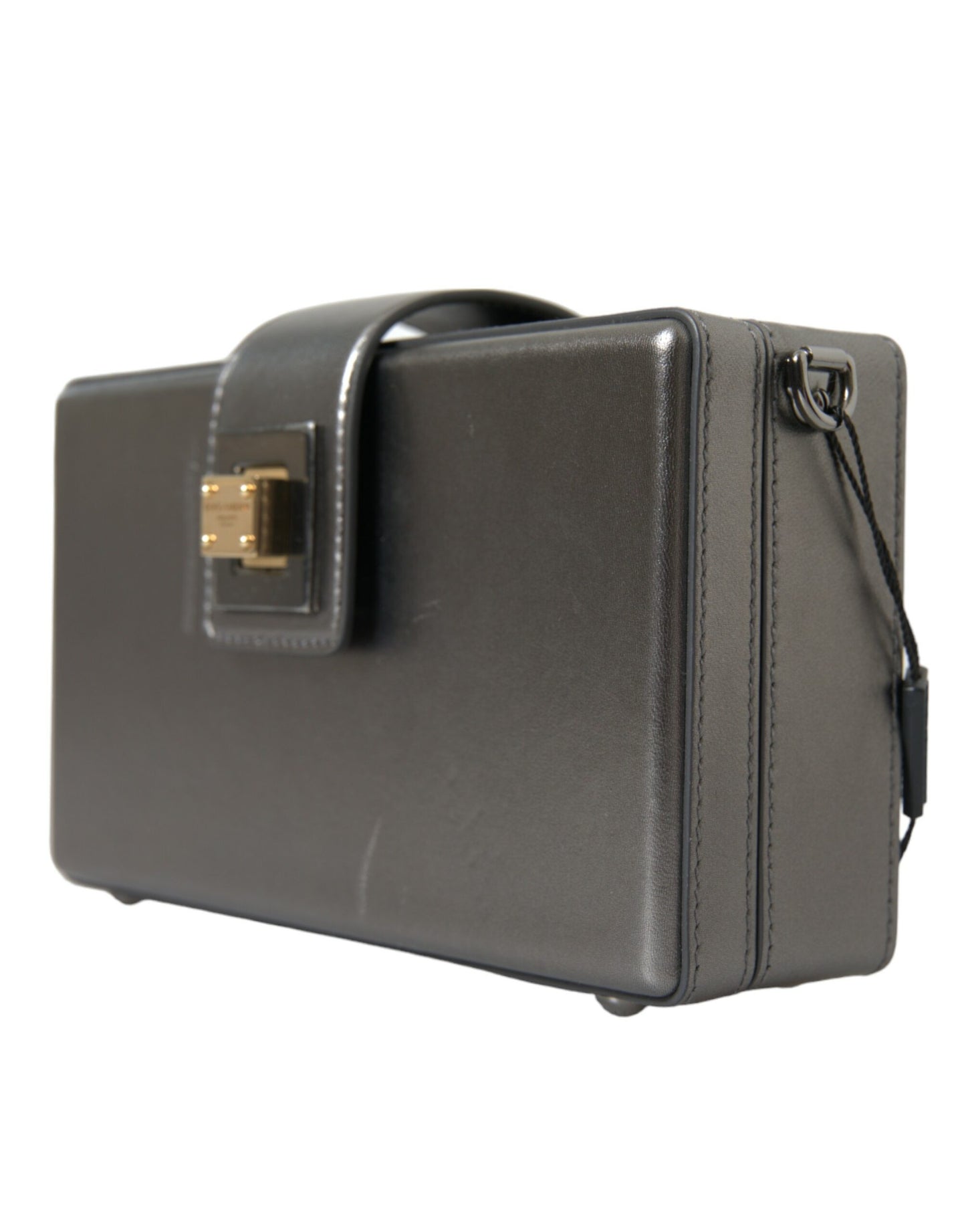 Dolce & Gabbana Metallisch graues Kalbsleder DG BOX Umhängetasche