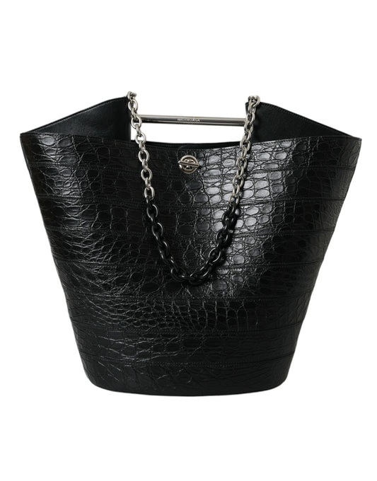 Balenciaga Schwarzes Exotenleder Maxi Bucket Tote Geldbörse Tasche