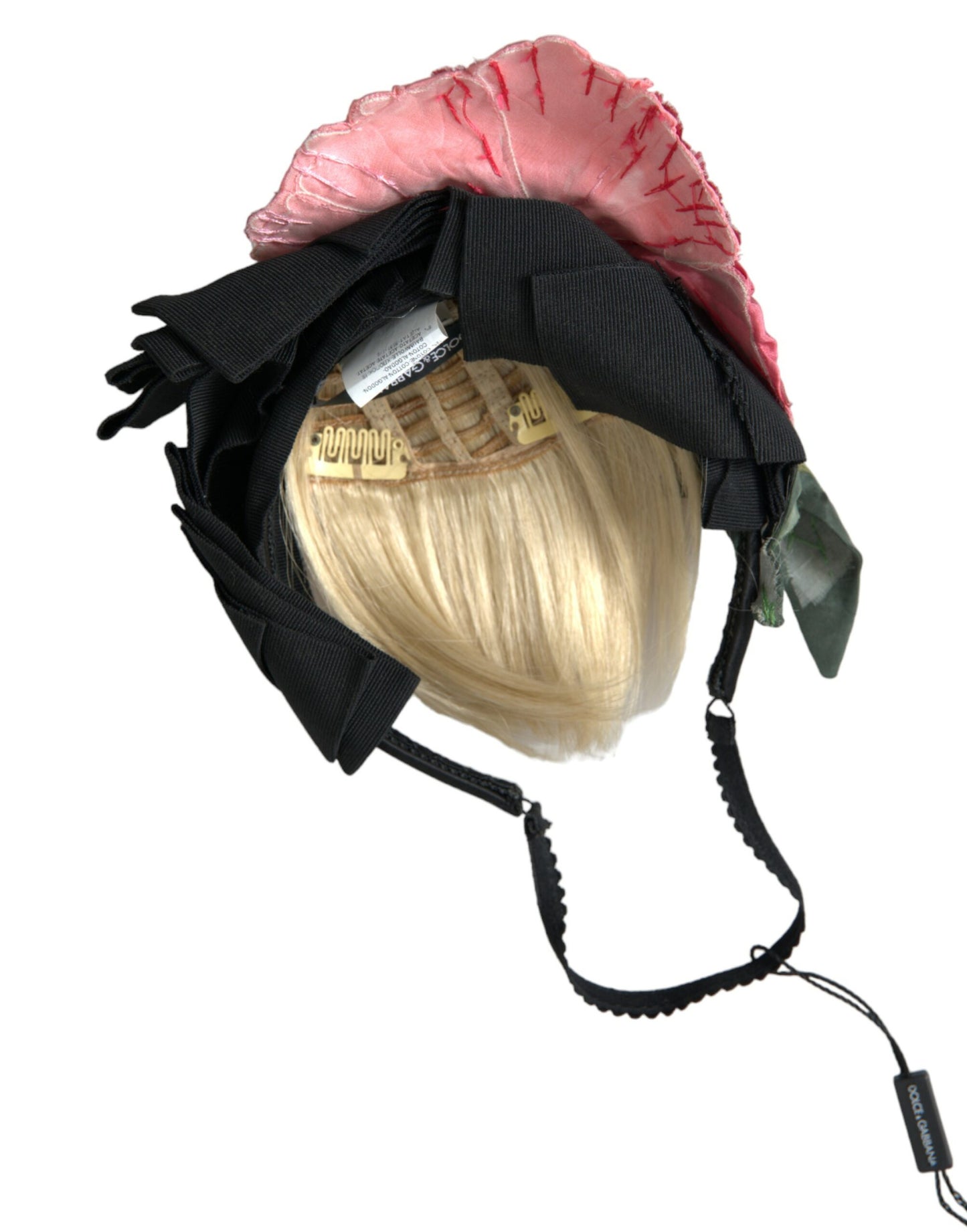 Dolce & Gabbana Schwarz Viskose Weißes Haar Parrucchiera Stirnband Diadem