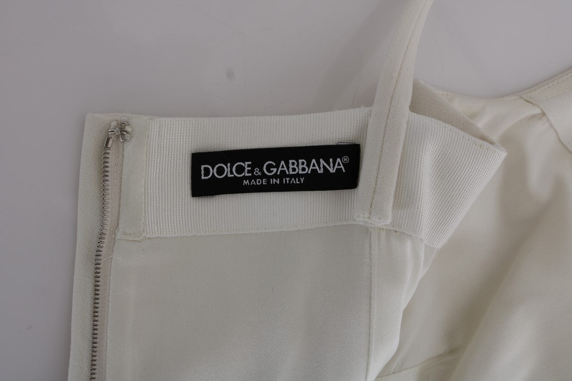 Dolce & Gabbana Weißes Stretch-Broschen-Shiftkleid aus Wolle