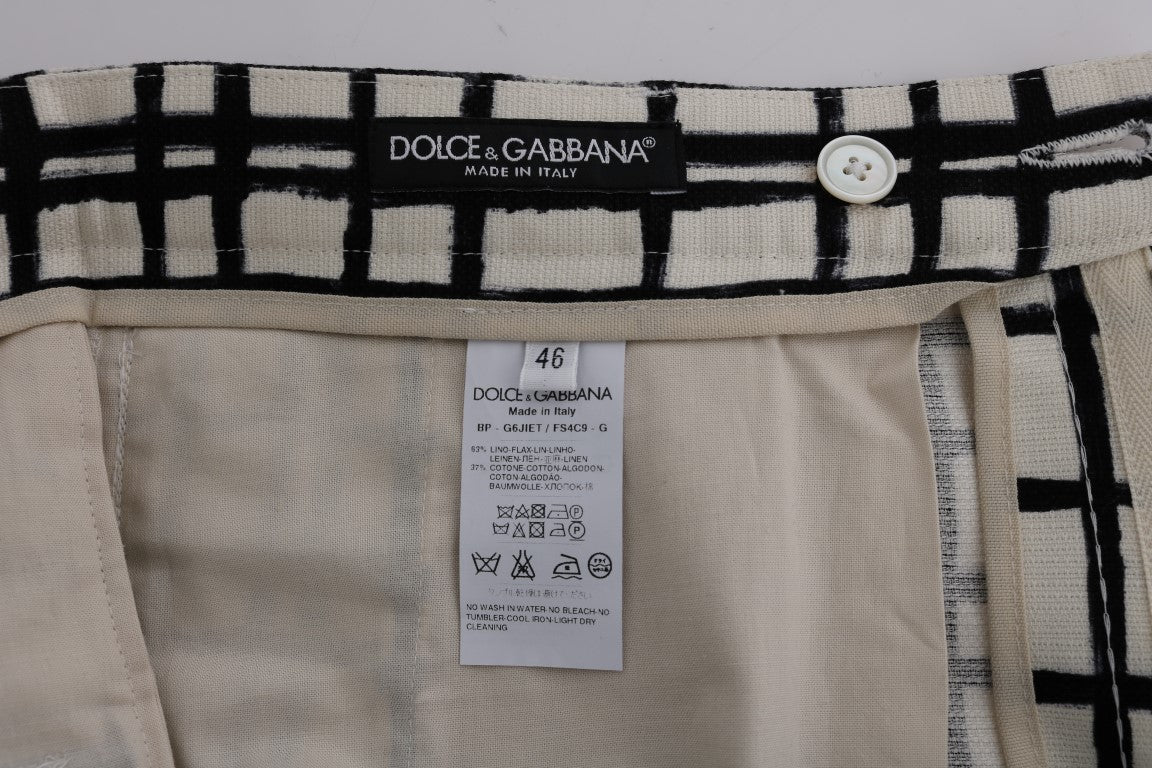 Dolce & Gabbana Weiß Schwarz Gestreifte Freizeitshorts