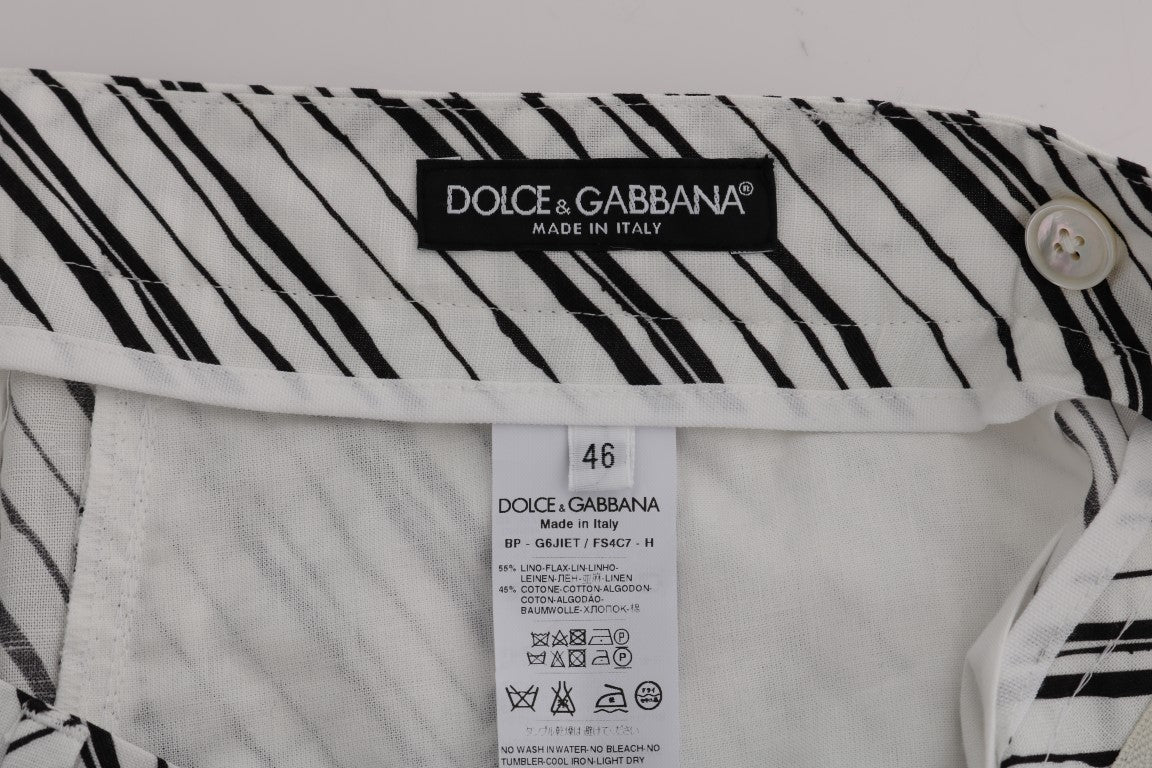 Dolce & Gabbana Weiß Schwarz Gestreifte Freizeitshorts