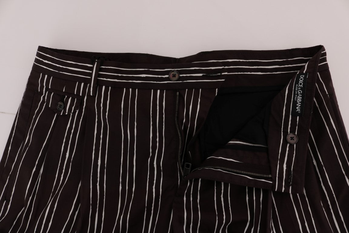 Dolce & Gabbana Bordeaux-Weiß gestreifte Hanf Casual Shorts