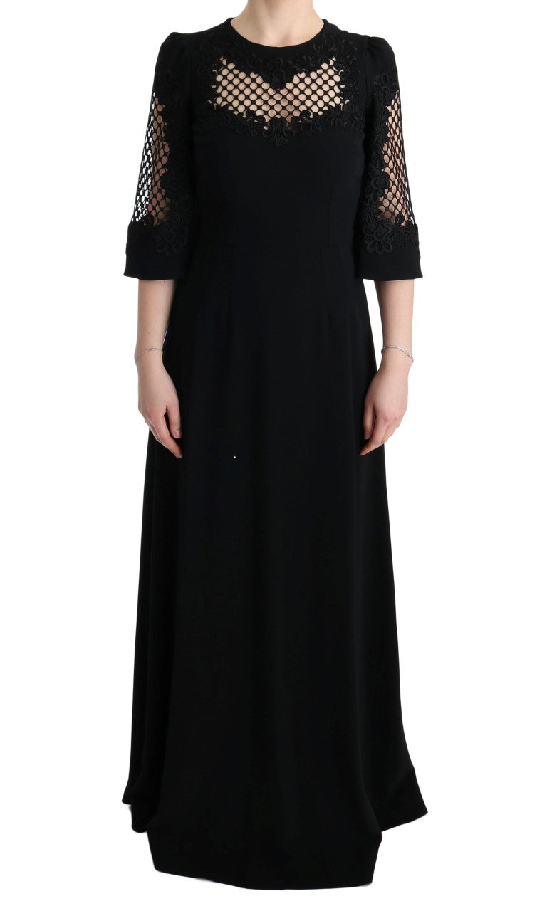 Dolce & Gabbana Schwarzes langes Stretch-Maxikleid in Shift-Form