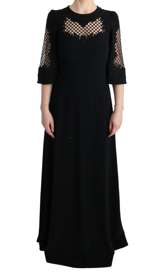 Dolce & Gabbana Schwarzes langes Stretch-Maxikleid in Shift-Form