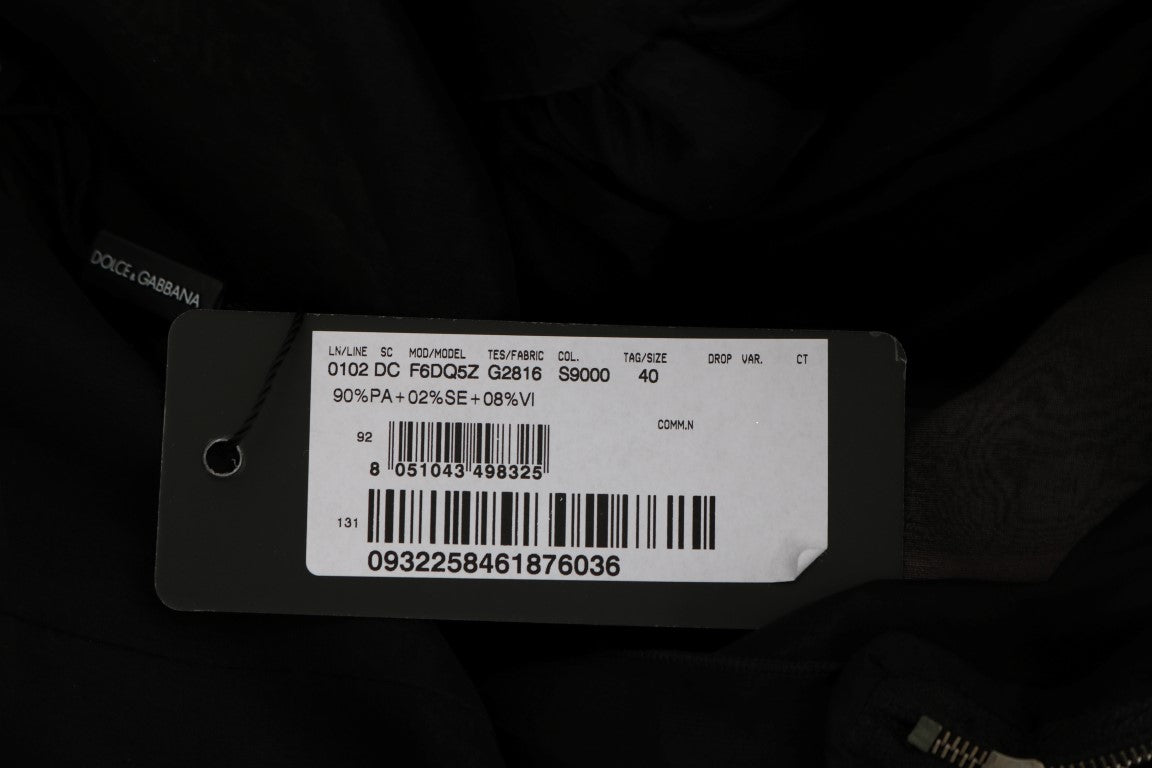 Dolce & Gabbana Langes schwarz-rosa Seiden-Shiftkleid