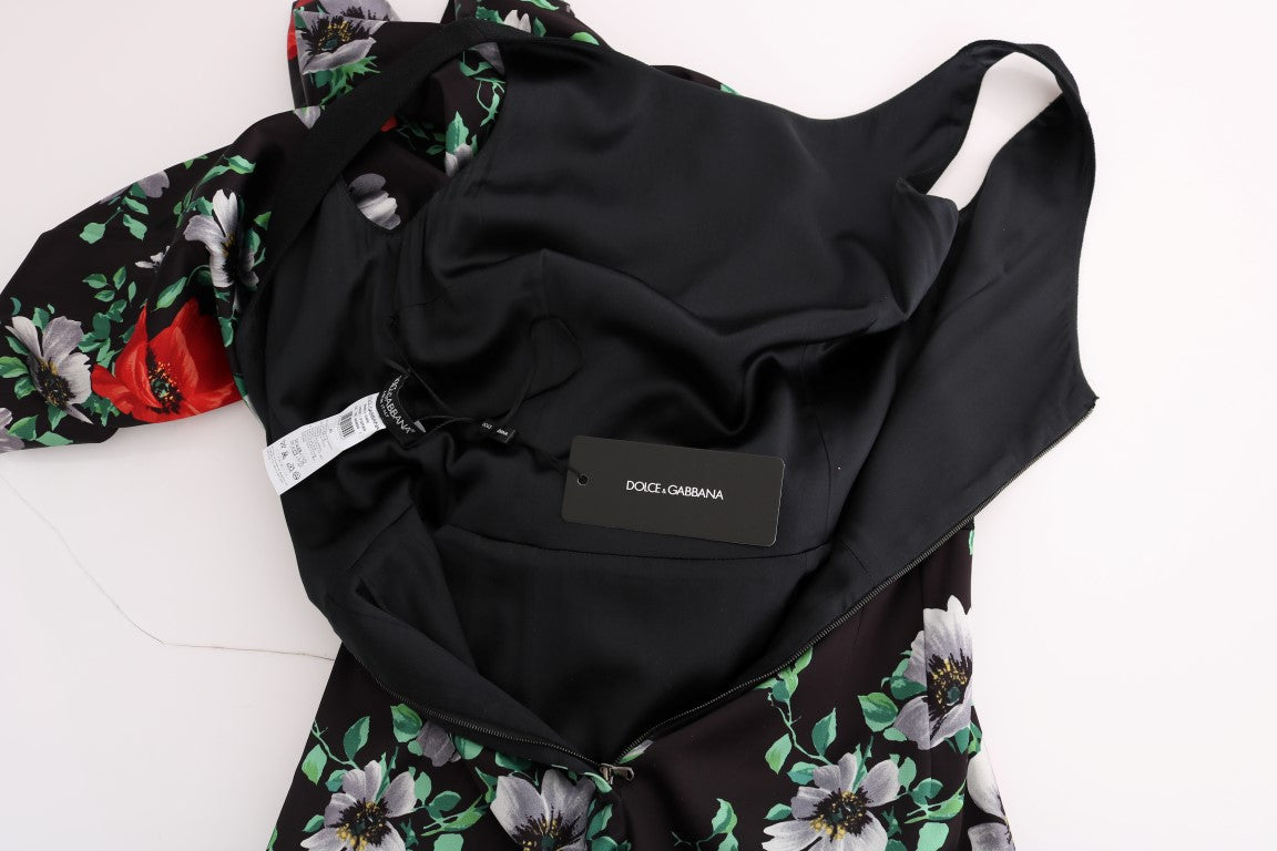Dolce & Gabbana Langes Etuikleid mit mehrfarbigem Blumendruck
