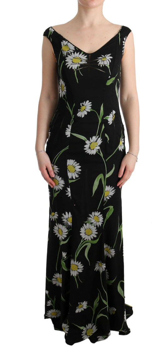 Dolce & Gabbana Sonnenblume Seidenstretch-Etuikleid