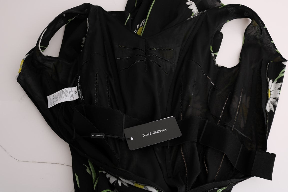 Dolce & Gabbana Sonnenblume Seidenstretch-Etuikleid