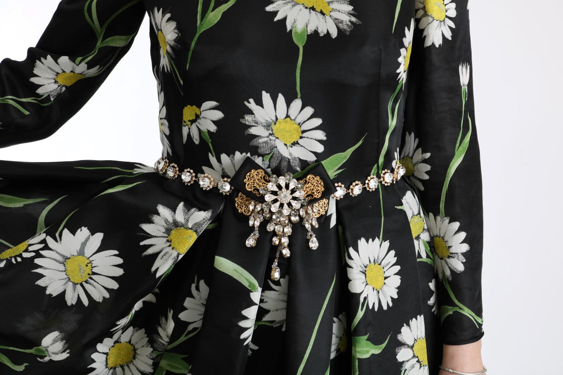 Dolce & Gabbana Langes Maxikleid mit Sonnenblumendruck aus Seide in Multicolor