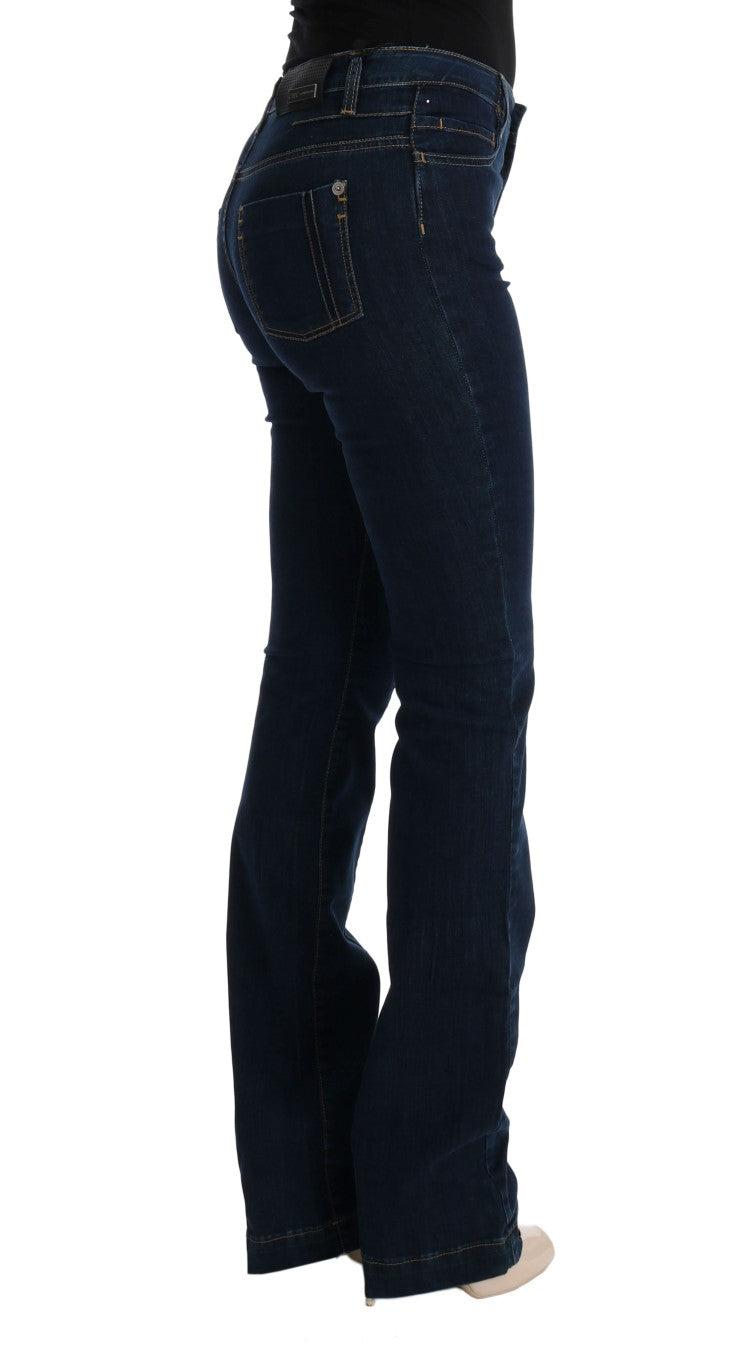 Costume National Blaue Bootcut-Schlagjeans aus Baumwolle