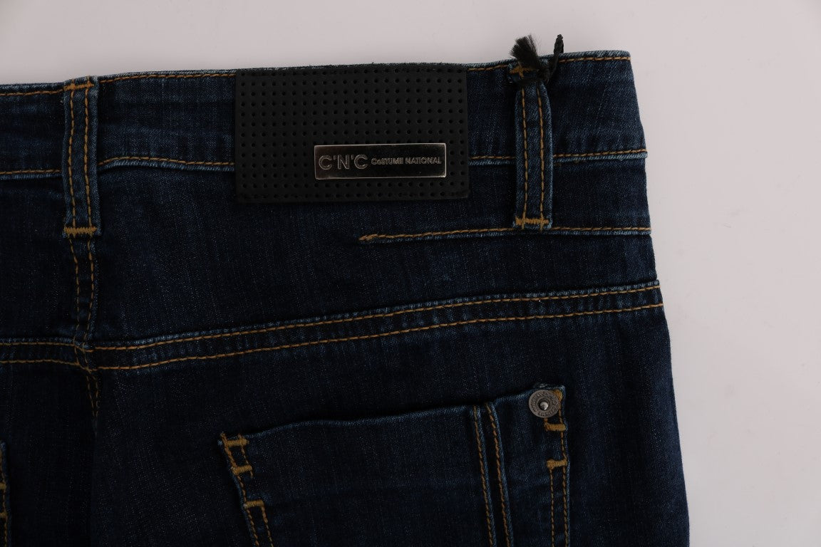 Costume National Blaue Bootcut-Schlagjeans aus Baumwolle
