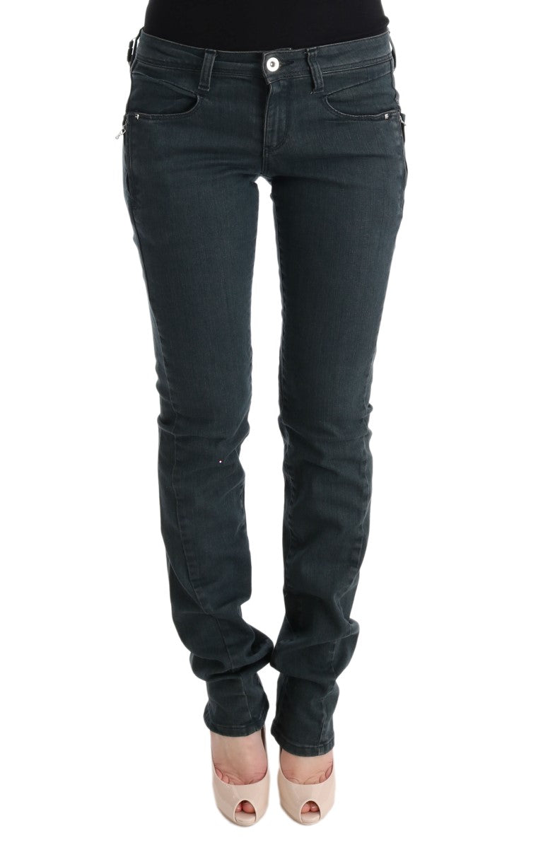 Costume National Graue Superslim Denim-Jeans aus Baumwolle