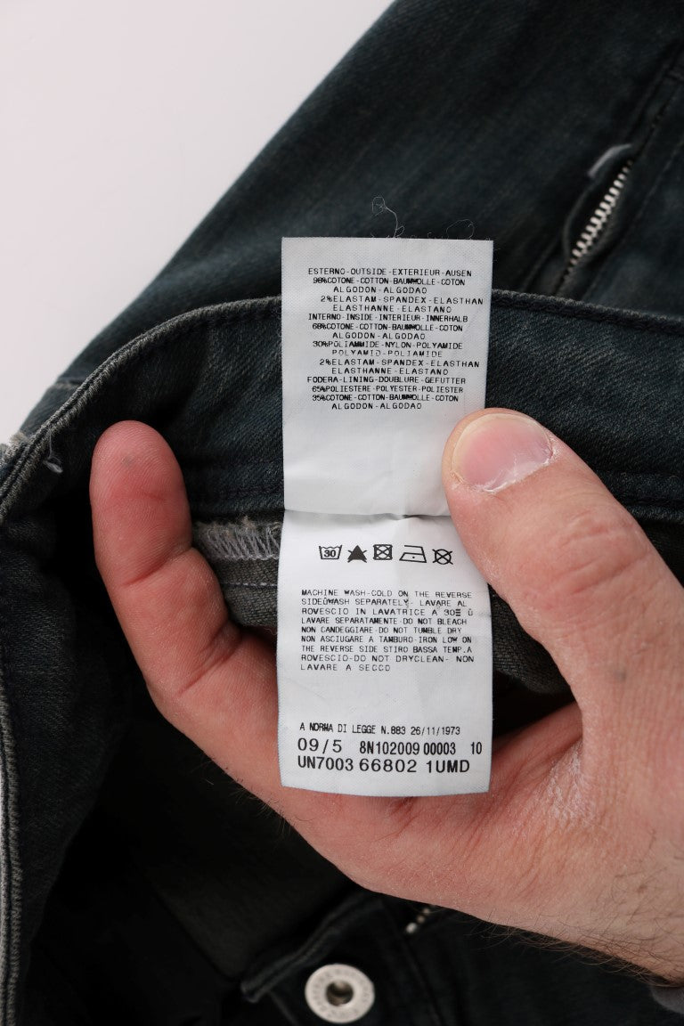 Costume National Graue Superslim Denim-Jeans aus Baumwolle