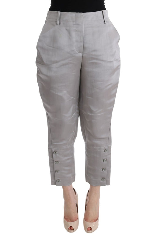 Ermanno Scervino Graue Seiden-Cropped-Lässig-Hose