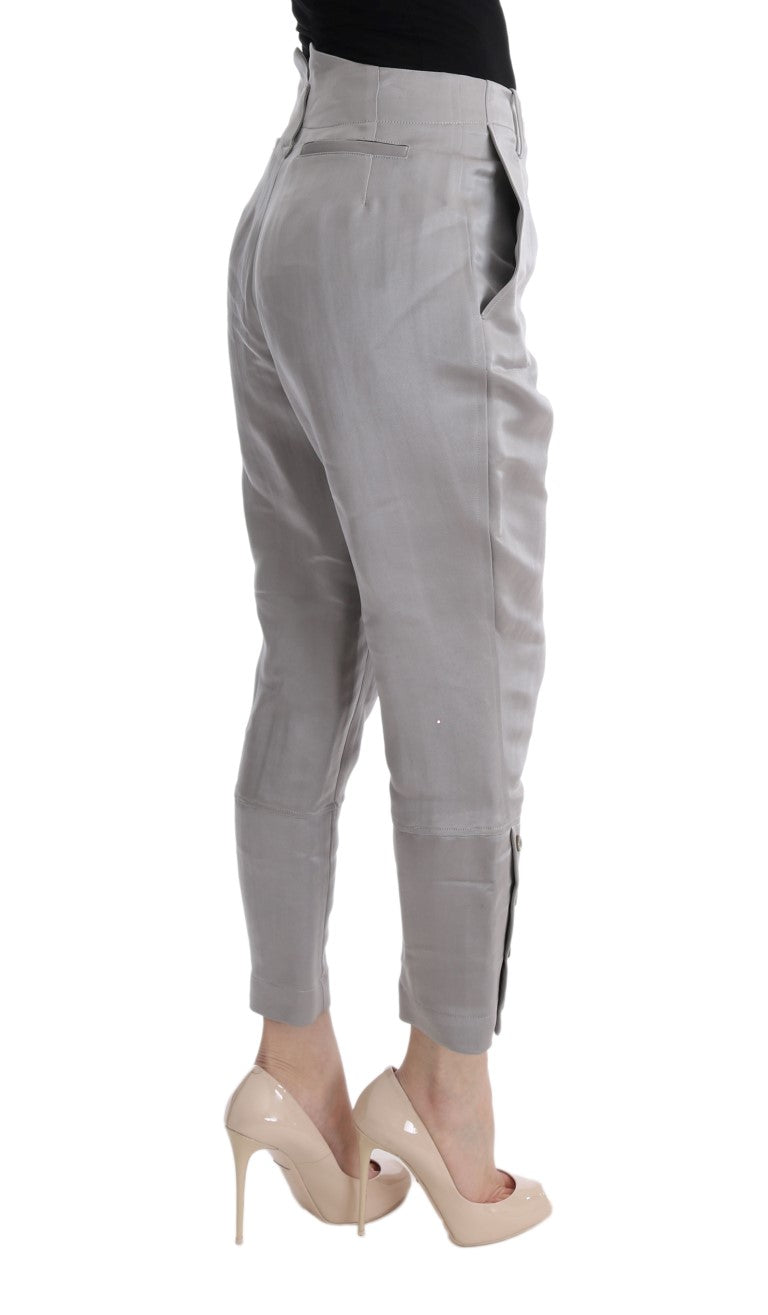 Ermanno Scervino Graue Seiden-Cropped-Lässig-Hose