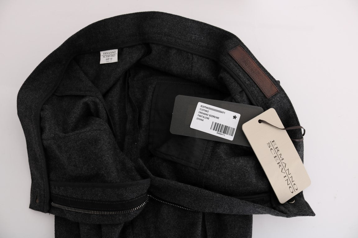 Ermanno Scervino Graue Schurwolle Skinny Freizeithose