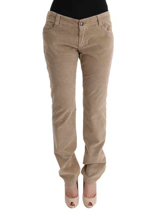 Ermanno Scervino Beige Baumwolle Samt Regular Fit Hose