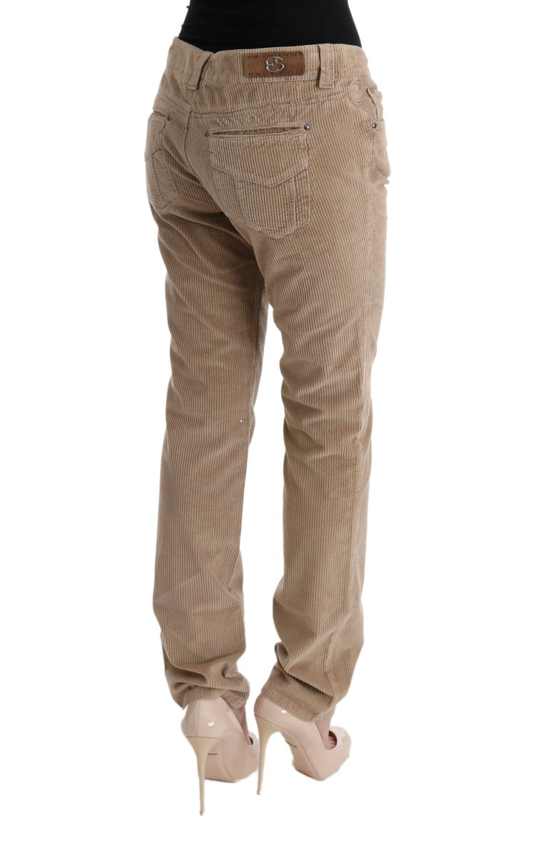 Ermanno Scervino Beige Baumwolle Samt Regular Fit Hose