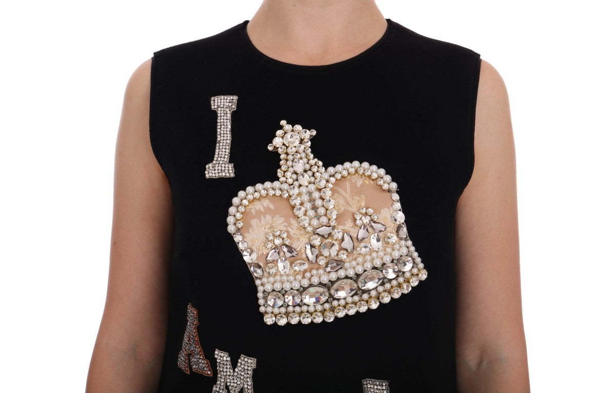 Dolce & Gabbana Schwarzes I AM A PRINCESS Kristall-Shiftkleid