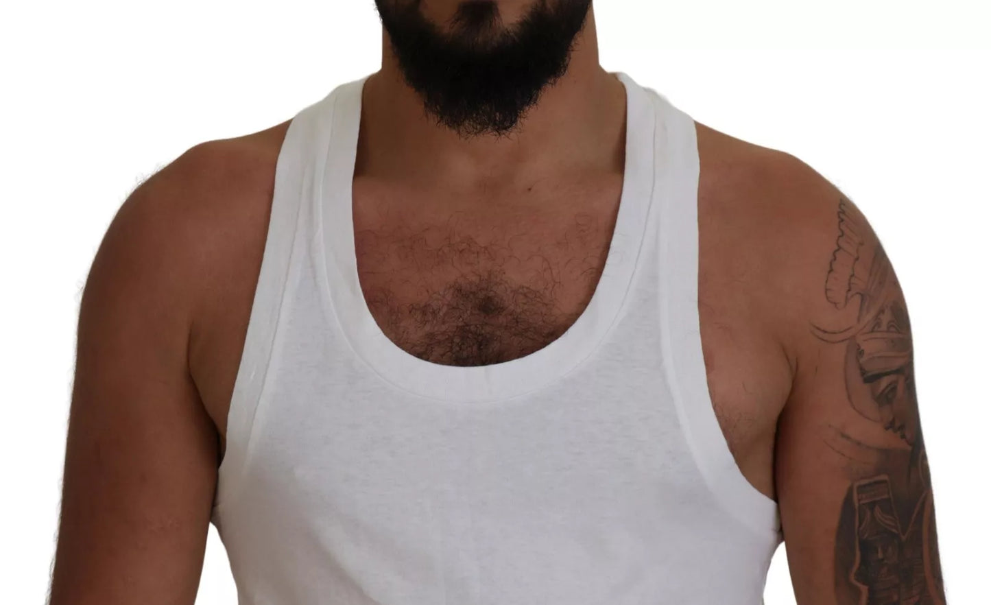 Dsquared² Weißes ärmelloses Tank-T-Shirt aus Baumwolle und Leinen