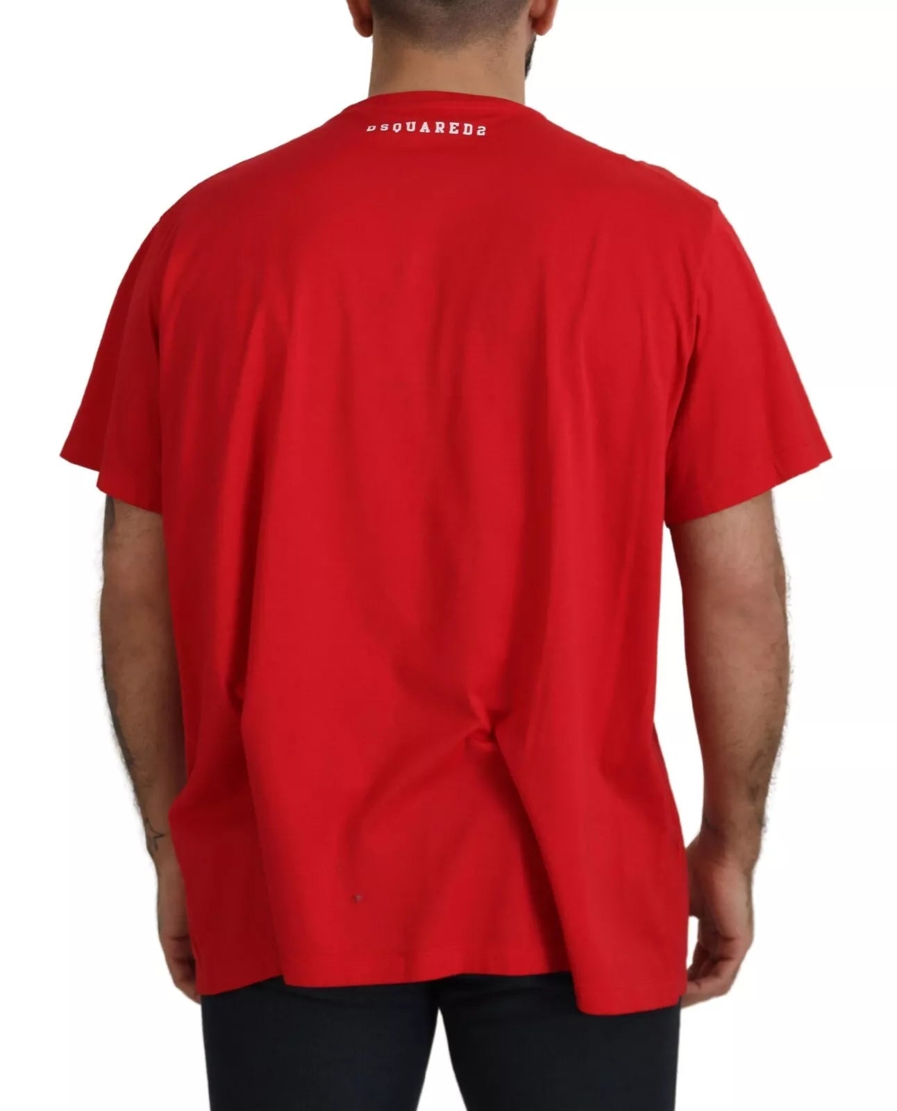 Dsquared² Rotes bedrucktes Baumwoll-T-Shirt mit kurzen Ärmeln und Rundhalsausschnitt