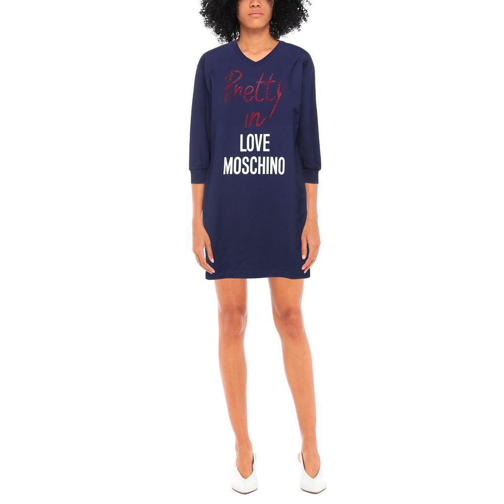 Love Moschino Blaues Baumwollkleid für Frauen