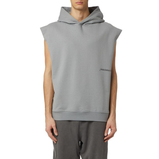 Hinnominate Grauer Baumwollpullover für Männer mit Kapuze und Kordelzug