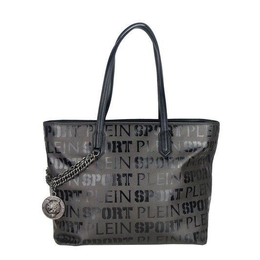 Plein Sport Elegante schwarze Shopper-Tasche mit Logodruck und Kreuzgurt