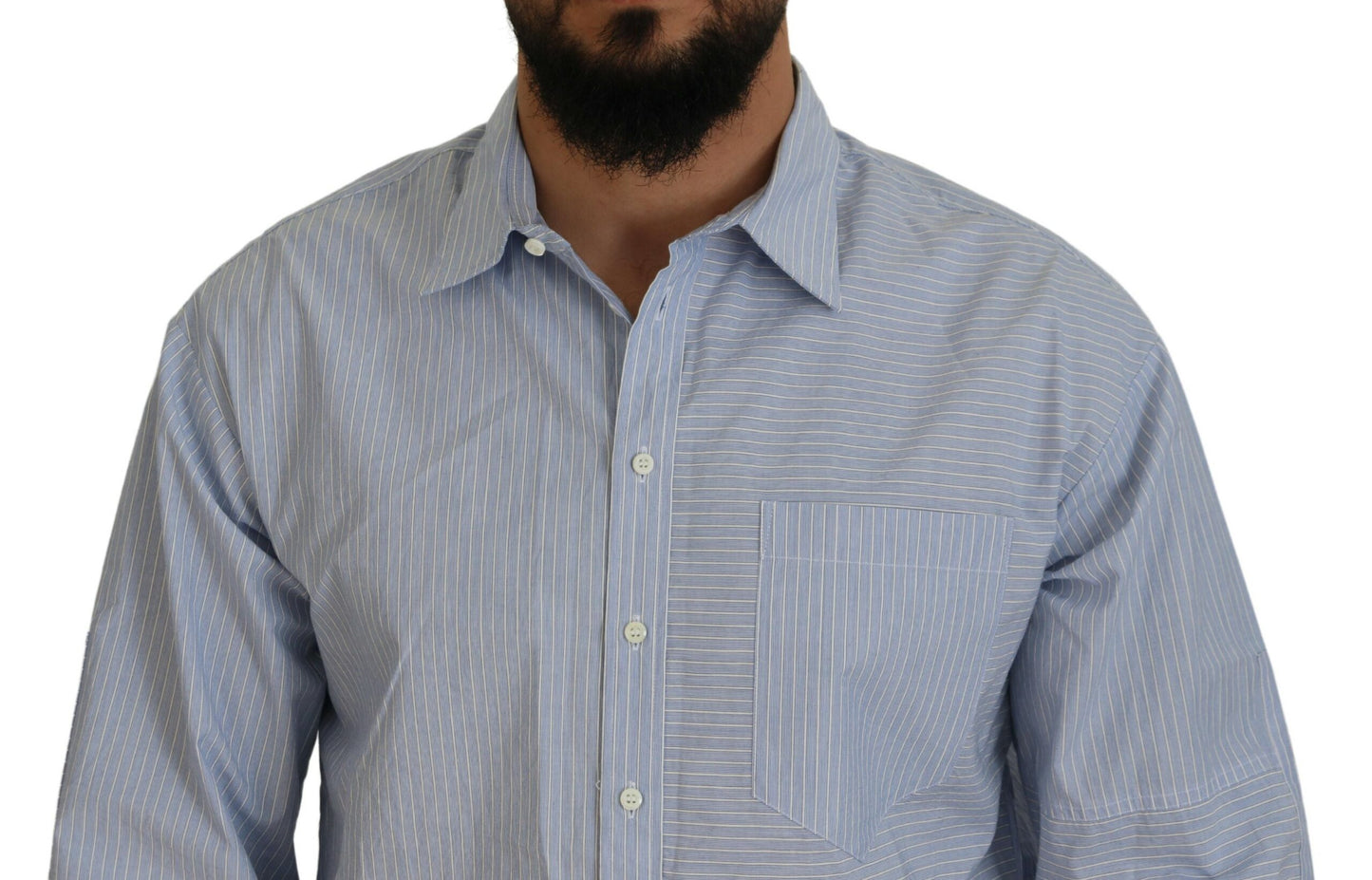 Dsquared² Blaue Streifen Logo-Print Langarmhemd Formal