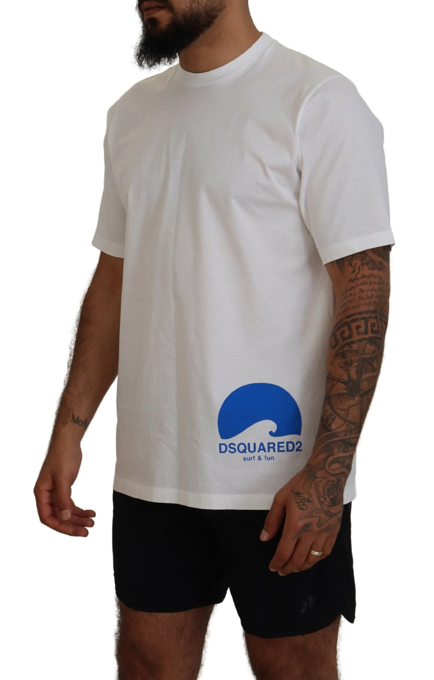 Dsquared² Weißes Baumwoll-T-Shirt mit kurzen Ärmeln und Rundhalsausschnitt