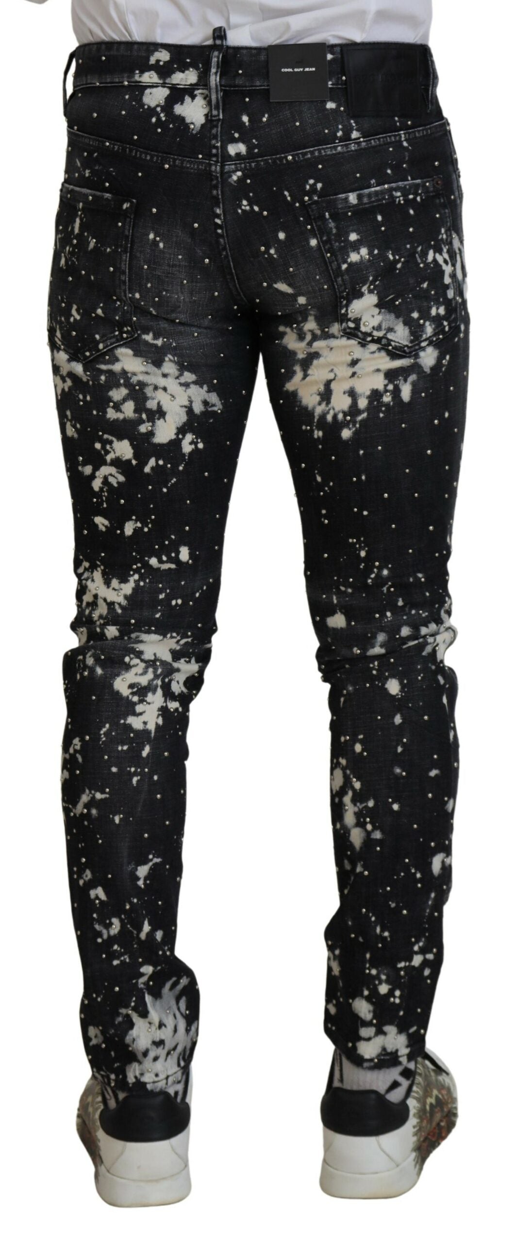 Dsquared² Schwarz gewaschene weiße Farbkleckse Casual Denim Jeans