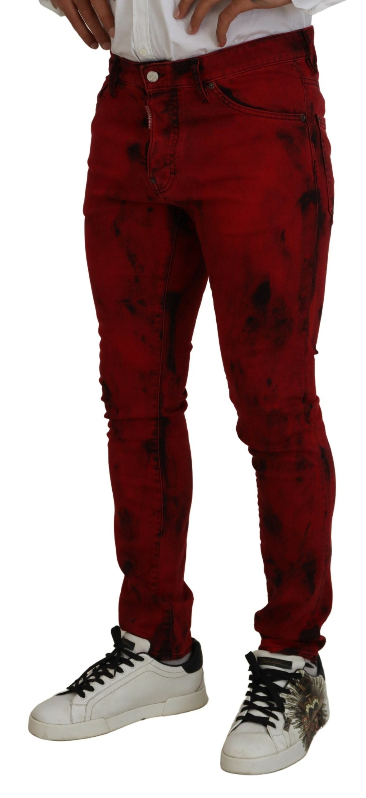 Dsquared² Rote Baumwolle Tie Dye Skinny Casual Männer Denim Jeans