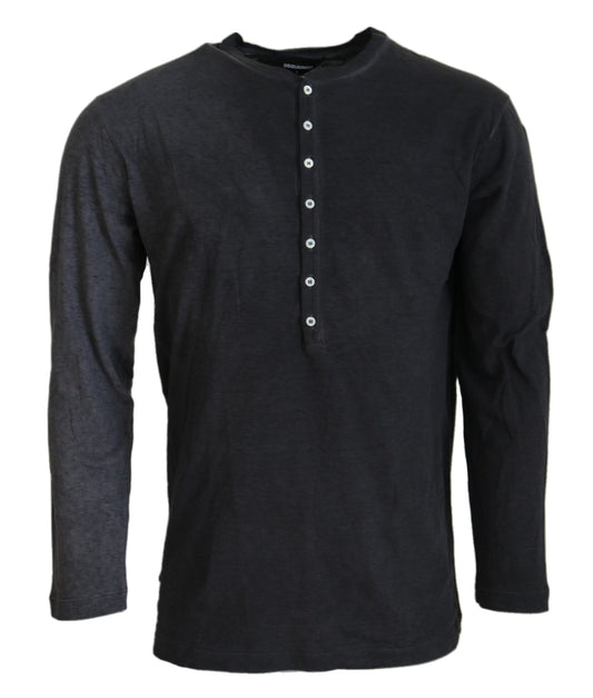 Dsquared² Schwarzer Baumwoll-Leinen Pullover mit langen Ärmeln