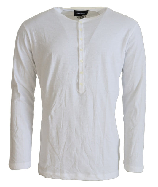 Dsquared² Weißer Baumwoll-Leinen Pullover mit langen Ärmeln