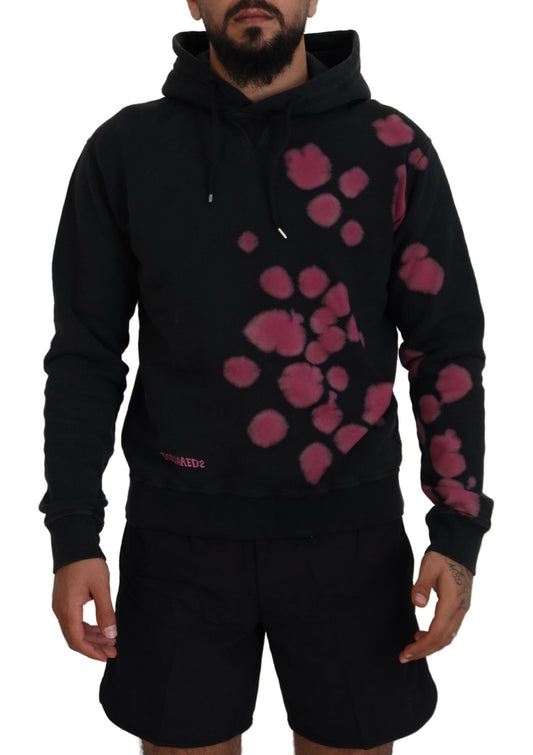 Dsquared² Schwarzes Tie Dye Baumwoll Sweatshirt mit Kapuze Pullover