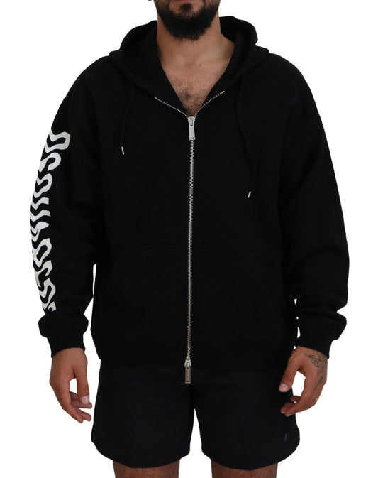 Dsquared² Schwarzer Kapuzenpulli mit bedruckten Ärmeln