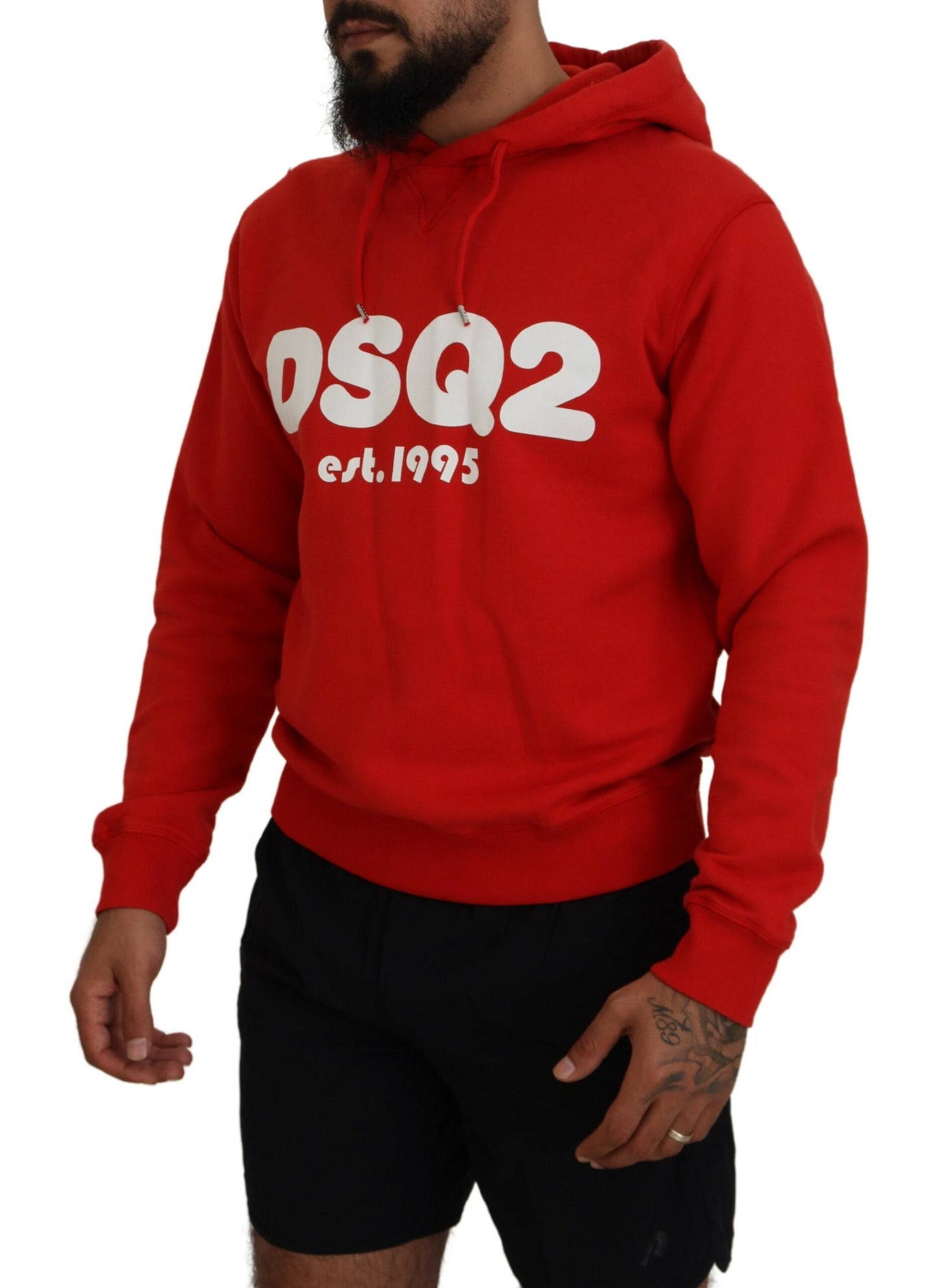 Dsquared² Roter Kapuzenpullover für Männer aus Baumwolle mit Aufdruck