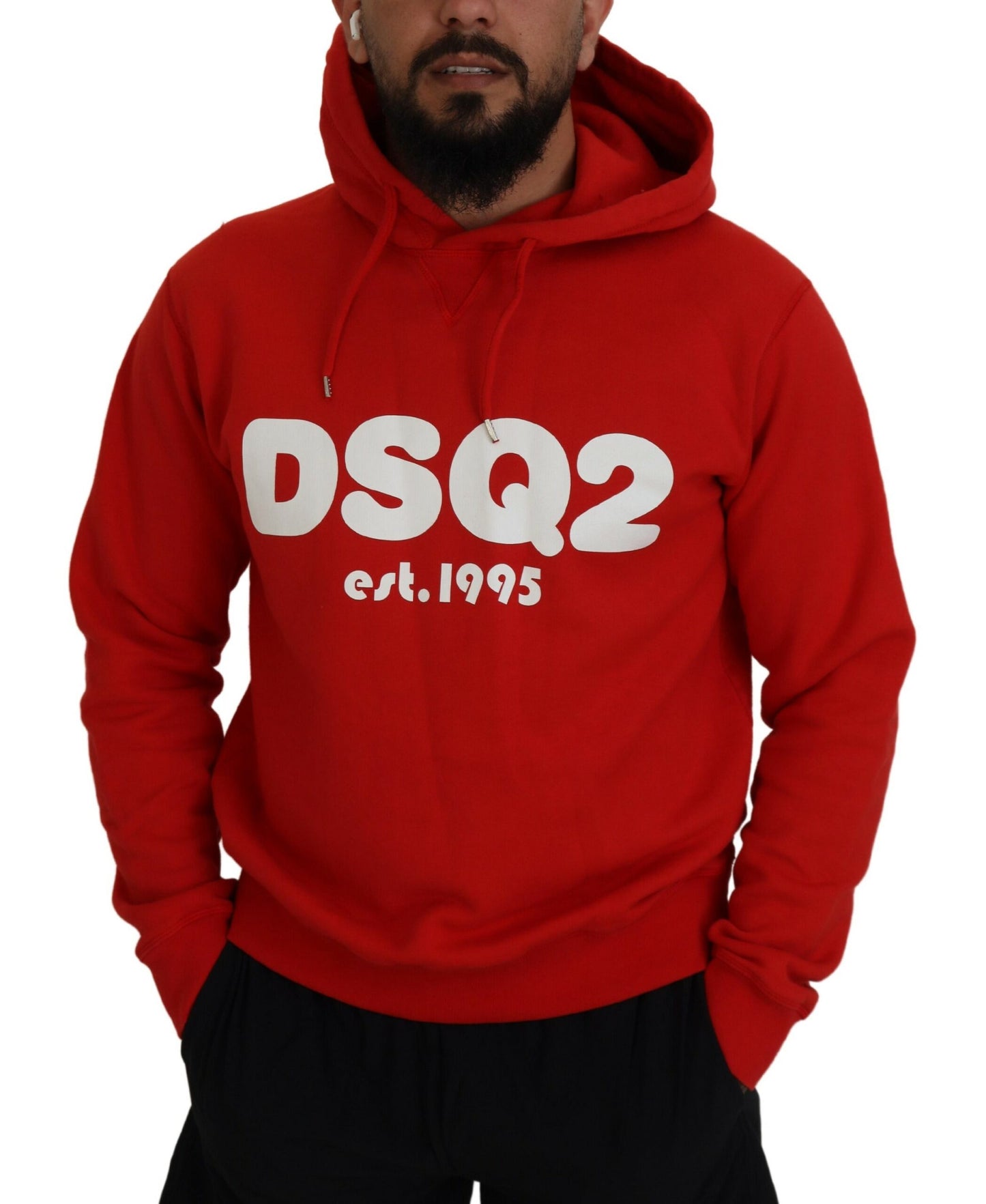 Dsquared² Roter Kapuzenpullover für Männer aus Baumwolle mit Aufdruck