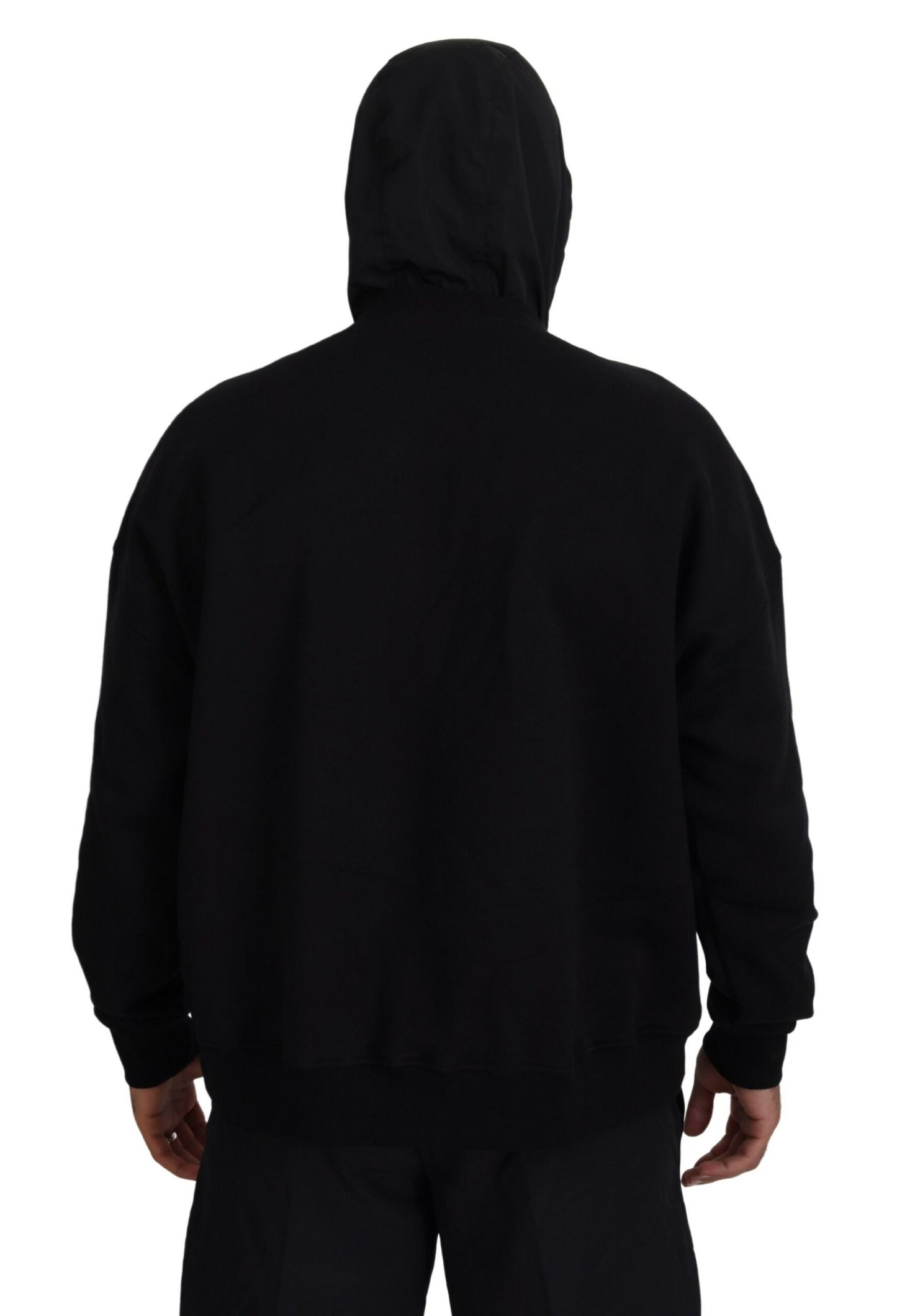 Dsquared² Schwarzer bedruckter Pullover aus Baumwolle mit Kapuze