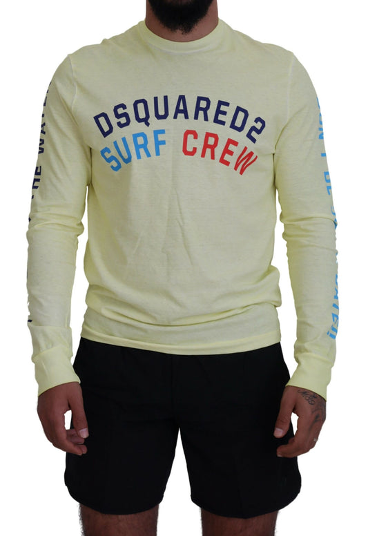 Dsquared² Gelbes bunt bedrucktes langärmeliges Top T-shirt